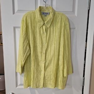 Yellow/green Crinkle Button-Up Shirt